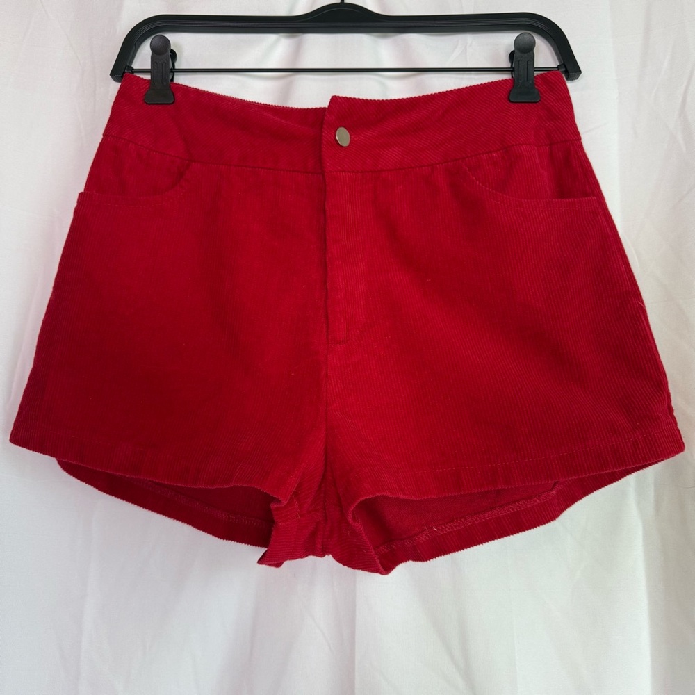 Red Women's Corduroy Shorts